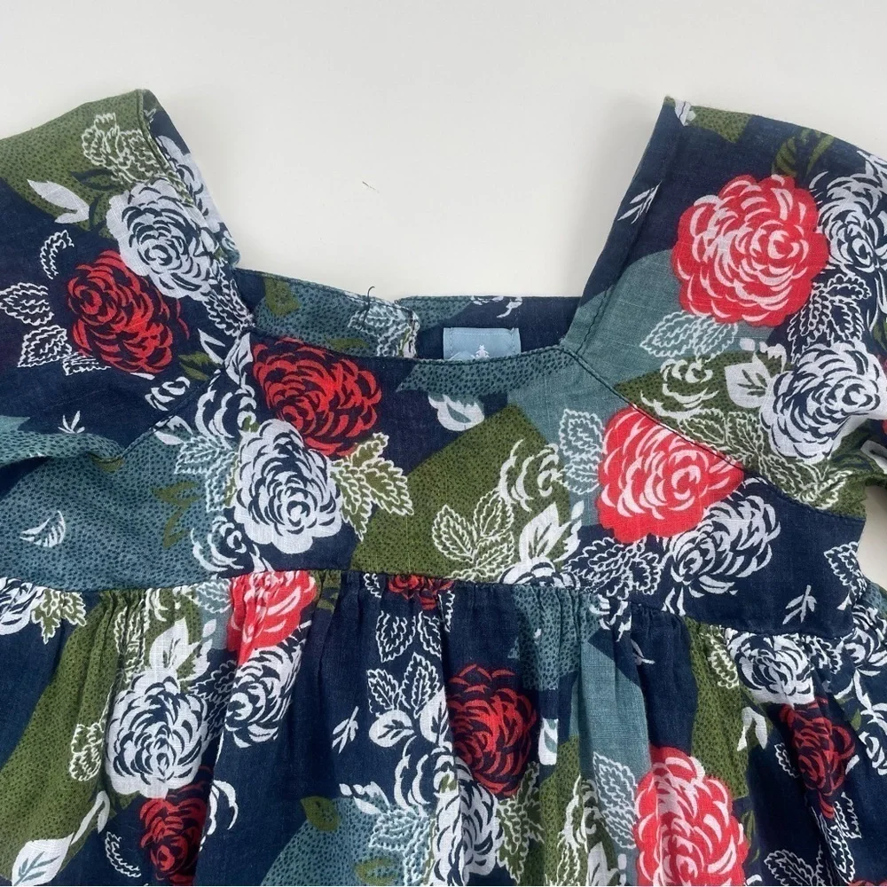 Baby GAP Navy Floral Long Sleeve Flutter Dress Size 4
